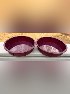 Set of 2 Deep Burgundy Plastic Bowls